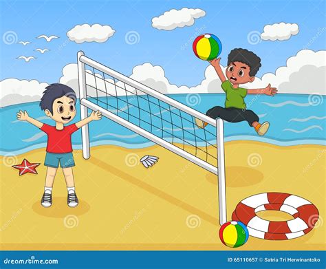 beach volley cartoon